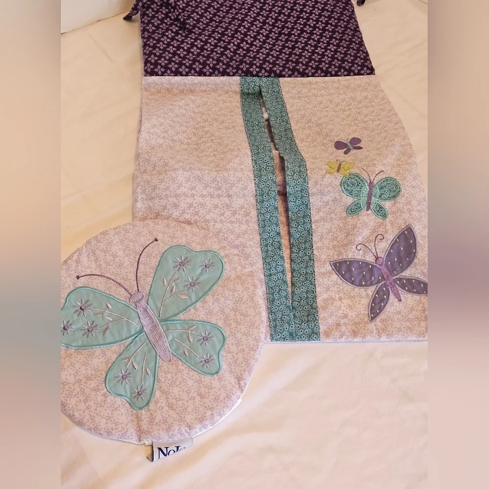 Nojo 2-pcs Set Hanging Nursery Organizer Purple Floral Butterflies Diaper Caddy